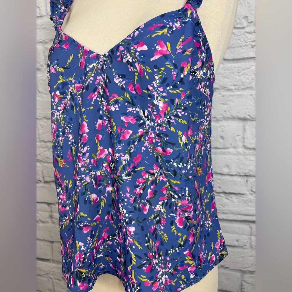 French Connection Purple Floral Ruffle-Strap Cami Top - Picture 4 of 8